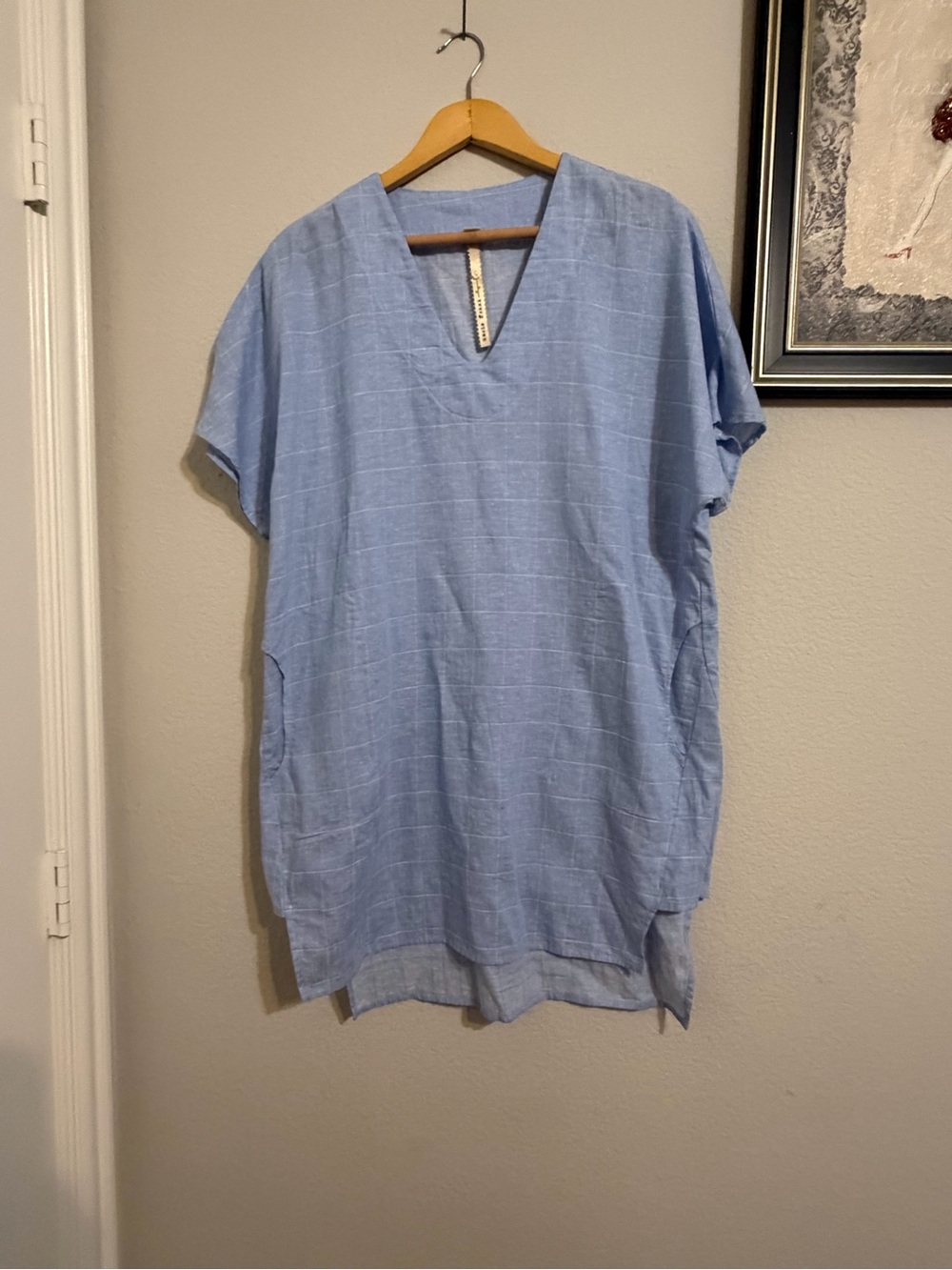 Uncle Frank Light Blue Short Sleeve V-Neck Dress